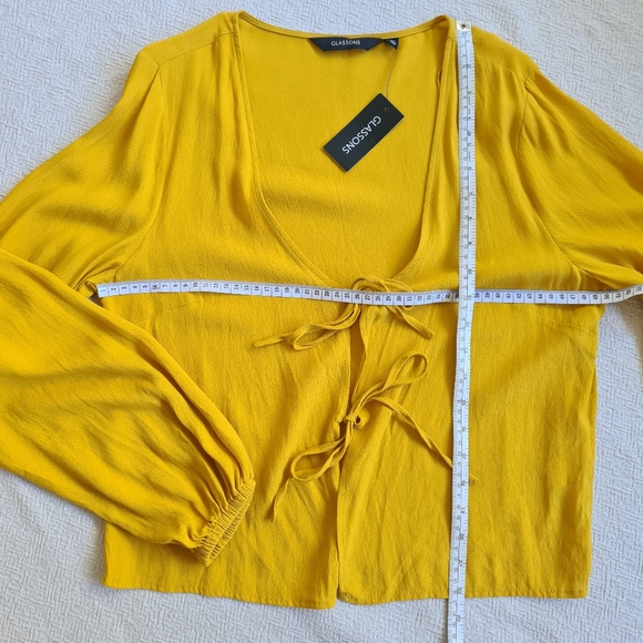Glassons tie front mustard top size 10 - Picture 9 of 13